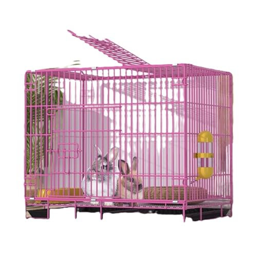 Kaninchenkäfig, Kaninchenkäfig mit zwei Ebenen, Meerschweinchenkäfig, Frettchenkäfig, Chinchilla-Käfig, Haus für kleine Tiere (mit Tablett + Gitter + Tränke + Grasnest + Futterbox) von SunjianAMZ