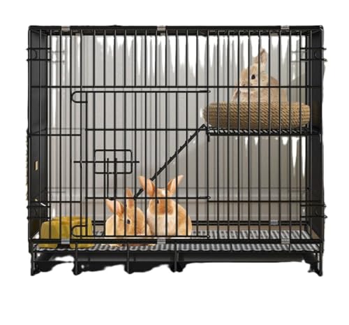 Kaninchenkäfig, Kaninchenkäfig mit zwei Ebenen, Meerschweinchenkäfig, Frettchenkäfig, Chinchilla-Käfig, Haus für kleine Tiere (mit Tablett + Gitter + Tränke + Grasnest + Futterbox) von SunjianAMZ