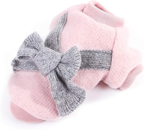 Sunjiyan Süßer warmer Kapuzenpullover für Hunde und Katzen, mit Schleife, gestrickt von Sunjiyan