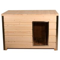 SunnyDogs Holz-Hundehütte mit 30 mm Isolierung und Flachdach, naturbelassen, 116,5 x 78 x von SunnyDogs