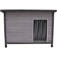SunnyDogs Moderne Holz-Hundehütte mit Flachdach. grau lasiert, 106 x 69 x 82 cm von SunnyDogs