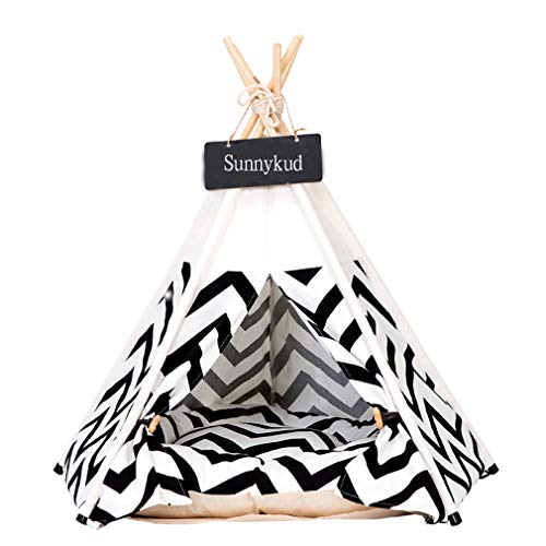 Sunnykud Tipi Zelt für Haustiere Hundezelt Katzenzelt Haustierzelte Häuser mit Kissen Abnehmbar und Waschbar Haustierbett Wegklappen Haustier Hundebett Katzenbett (S:40x40x50cm, Schwarz) Sunnykud Tipi Zelt für Haustiere Hundezelt Katzenzelt Haustierzelte Häuser mit Kissen Abnehmbar und Waschbar Haustierbett Wegklappen Haustier Hundebett Katzenbett (S:40x40x50cm, Schwarz) von Sunnykud