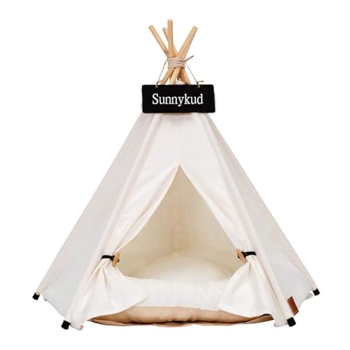 Sunnykud Tipi Zelt für Haustiere Hundezelt Katzenzelt Haustierzelte Häuser mit Kissen Abnehmbar und Waschbar Haustierbett Wegklappen Haustier Hundebett Katzenbett (M:50x50x60cm, weiß) Sunnykud Tipi Zelt für Haustiere Hundezelt Katzenzelt Haustierzelte Häuser mit Kissen Abnehmbar und Waschbar Haustierbett Wegklappen Haustier Hundebett Katzenbett (M:50x50x60cm, weiß) von Sunnykud