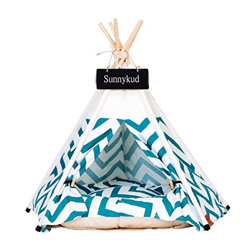 Sunnykud Tipi Zelt für Haustiere Hundezelt Katzenzelt Haustierzelte Häuser mit Kissen Abnehmbar und Waschbar Haustierbett Wegklappen Haustier Hundebett Katzenbett (L:60x60x70cm, Grün) Sunnykud Tipi Zelt für Haustiere Hundezelt Katzenzelt Haustierzelte Häuser mit Kissen Abnehmbar und Waschbar Haustierbett Wegklappen Haustier Hundebett Katzenbett (L:60x60x70cm, Grün) von Sunnykud