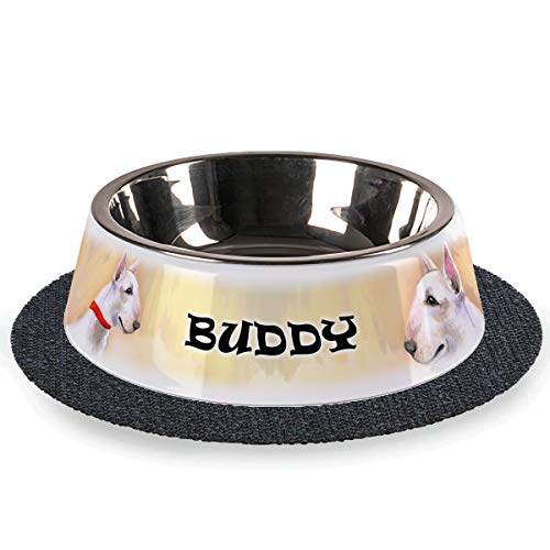 Tiernapf mit Wunschnamen 2-teilig Edelstahl inkl. Antirutschmatte Hundenapf personalisiert (Bull-Terrier) von Sunnywall