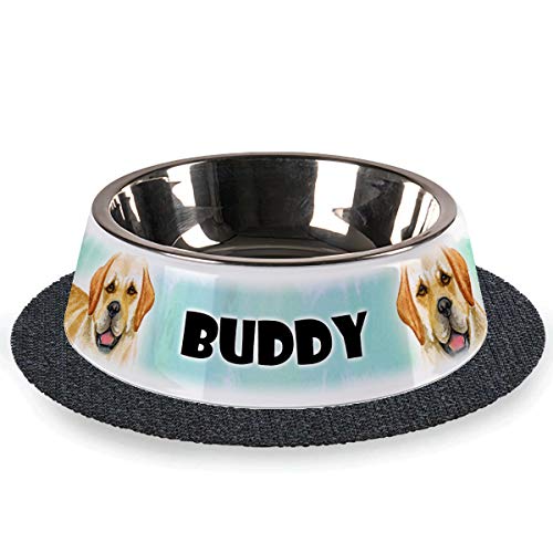 Tiernapf mit Wunschnamen 2-teilig Edelstahl inkl. Antirutschmatte Hundenapf personalisiert (Golden-Retriever) von Sunnywall