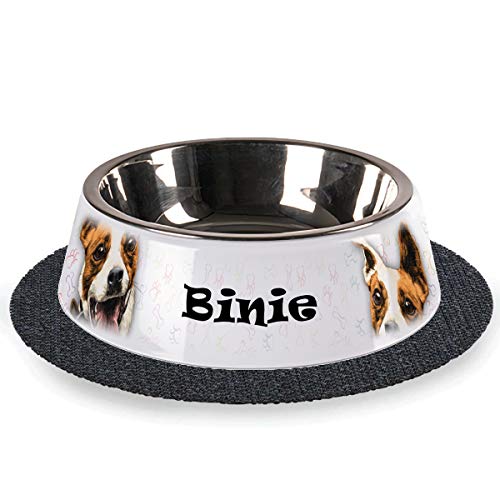 Tiernapf mit Wunschnamen 2-teilig Edelstahl inkl. Antirutschmatte Hundenapf personalisiert (Jackrussel-Terrier) von Sunnywall