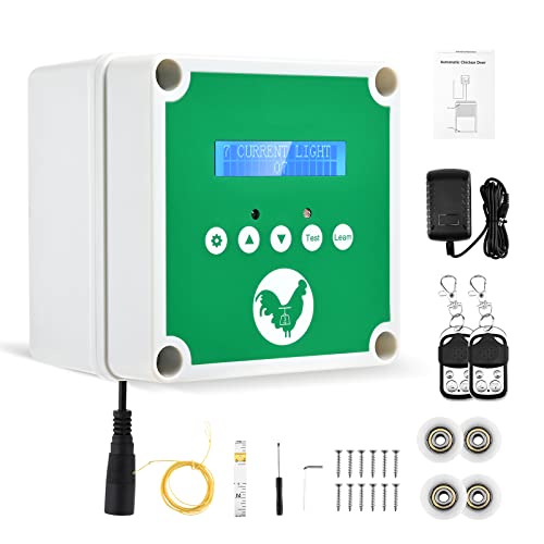 Automatisches Hühnerhaus Hühnerklappe,Sunowl Elektrische HühnerklappeTüröffner Hühnerstall mit Timer und 2 Fernbedienungen, Elektrisches Hühnerhaus-Türset zum Schutz der Hühner (Enthält Keine Tür) von Couleeur