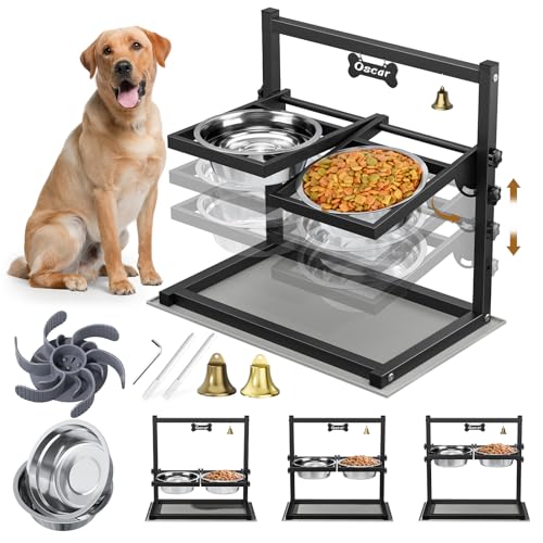 Hundenapf Erhöht, Sunowl Erhöhter Hundenapf 3 höhenverstellbar, 0–90° winkelverstellbar, 2 Edelstahl Hundenapf Langsame Fütterung Auslaufsichere Matte, futternapf Hund erhöht für Hunde Haustier Hundenapf Erhöht, Sunowl Erhöhter Hundenapf 3 höhenverstellbar, 0–90° winkelverstellbar, 2 Edelstahl Hundenapf Langsame Fütterung Auslaufsichere Matte, futternapf Hund erhöht für Hunde Haustier von Sunowl