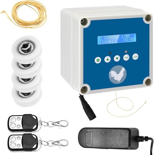 Sunowl Automatisches Hühnerhaus Hühnerklappe,Elektrische HühnerklappeTüröffner Hühnerstall mit Timer und 2 Fernbedienungen, Elektrisches Hühnerhaus-Türset zum Schutz der Hühner (Blau) von Couleeur