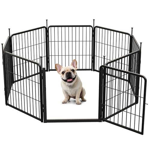 Hunde-Laufstall mit breiterer Tür, robuster rostfreier Hundegehege, Haustier-Laufstall für Hof, Wohnmobil, Camping (schwarz, 61 cm, 8 Paneele) von SunsGrove