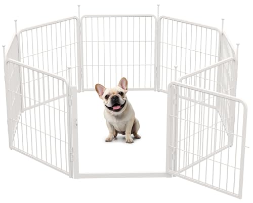 Indoor-Hunde-Laufstall mit breiterer Tür, rutschfester Hundegehege für den Innenbereich, freies und sicheres Spielen (Weiß, 61 cm, 8 Paneele) von SunsGrove