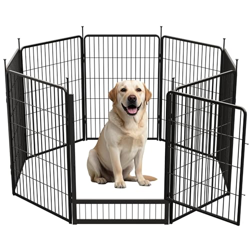 SunsGrove Welpenauslauf, Schwerlast Hundestall für drinnen mit 1 Türen, Anti-Rost Hundezaun, Automatische Verriegelung, Pet Playpen for Yard RV Camping (100 cm, 8 Paneele) von SunsGrove