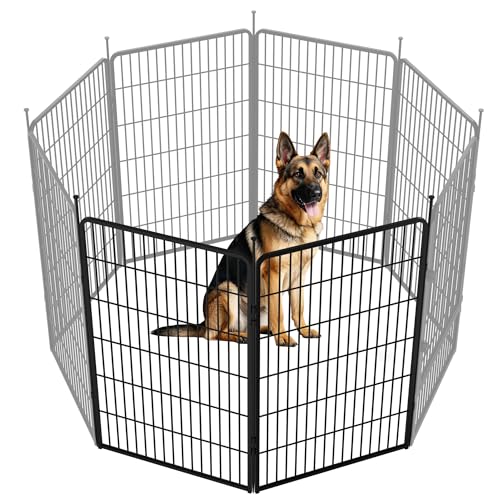 SunsGrove Welpenauslauf, Schwerlast Hundestall für drinnen mit 1 Türen, Anti-Rost Hundezaun, Automatische Verriegelung, Pet Playpen for Yard RV Camping (114 cm, 2 Paneele) von SunsGrove
