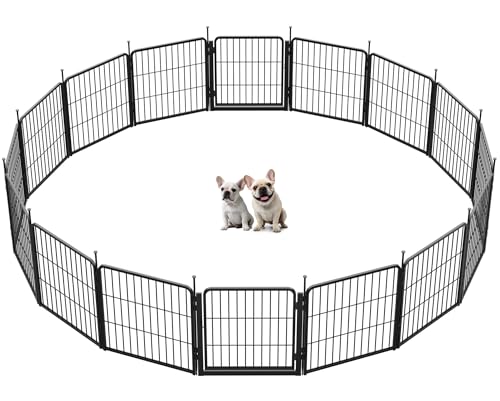 SunsGrove Welpenauslauf, Schwerlast Hundestall für drinnen mit 1 Türen, Anti-Rost Hundezaun, Automatische Verriegelung, Pet Playpen for Yard RV Camping (60 cm, 16 Paneele) von SunsGrove