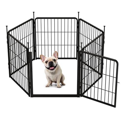 SunsGrove Welpenauslauf, Schwerlast Hundestall für drinnen mit 1 Türen, Anti-Rost Hundezaun, Automatische Verriegelung, Pet Playpen for Yard RV Camping (60 cm, 6 Paneele) von SunsGrove