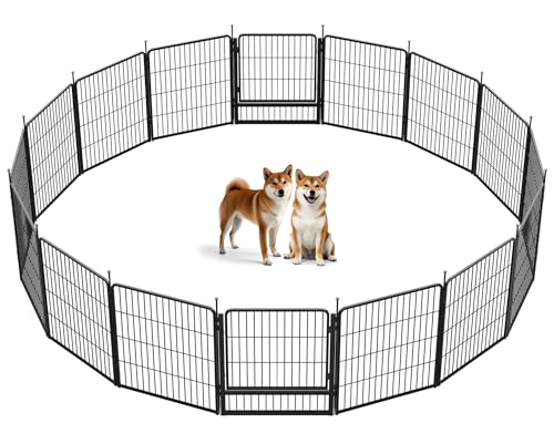 SunsGrove Welpenauslauf, Schwerlast Hundestall für drinnen mit 1 Türen, Anti-Rost Hundezaun, Automatische Verriegelung, Pet Playpen for Yard RV Camping (80 cm, 16 Paneele) von SunsGrove