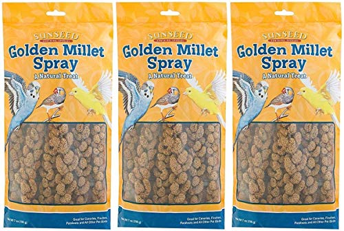 (3 Pack) SunSeed Sun-Dried Millet Spray Parakeet Bird Treats 4 oz von Sunseed