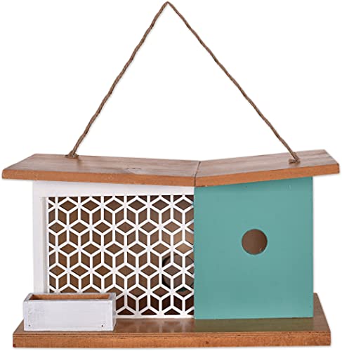 Sunset Vista Designs 93788 für The Birds-Mid-Century Vogelhaus, modernes Holz, weißes Gitter von Sunset Vista Designs