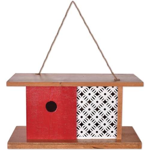 Sunset Vista Designs 93790 Vogelhaus aus Holz, für die Vögel, Mitte des Jahrhunderts, rot, modern, 30 x 15 x 15,5 cm von Sunset Vista Designs