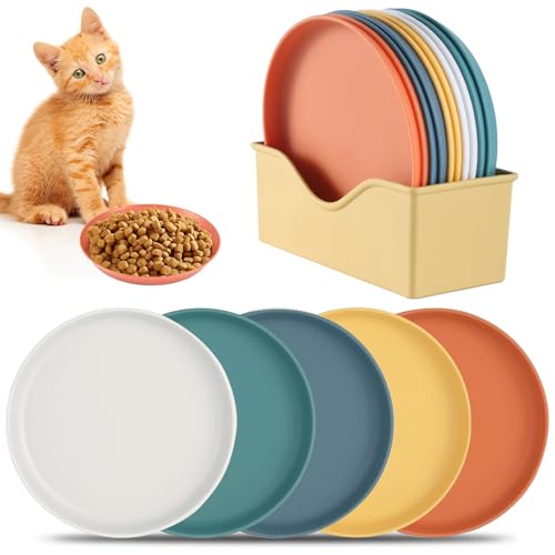 10 Stück Katzennapf Flach,Katzenschüssel,Fressnapf Katze Futternapf,Runden Katzenteller,Fressnapf Katze,Bunt Katzenfutter Napfset,Cat Plate für Kätzchen und kurzbeinige Katzen von Sunshine smile