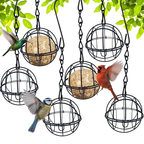 6 Stück Meißenknödelhalter Vogelfutterstation,Meisenknödelhalter zum Aufhängen,Futterspender Vögel,Futterspender für Wildvögel,Futtersäule mit Dach,Vogelfutterstation mit Klappdeckel von Sunshine smile