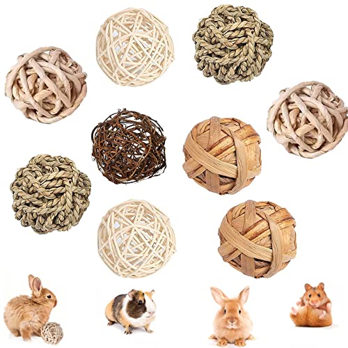 9PCS Kaubälle,Kleintiere Kauspielzeug,Kaninchen Spielzeug,Grasball,Weidenball Spielzeug für Kleintiere,Hasen Kauspielzeug,Rattan-Bälle Zahnpflege-Spielzeug,Grasspielzeug für Kaninchen Hamster von Sunshine smile