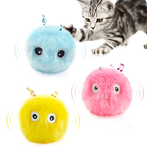 Katzenbälle Interaktives Katzenspielzeug, 3 Stück, Mit Geräusch, Katzenminze und Sound, Flauschiges Spielzeug für Kätzchen von Sunshine smile