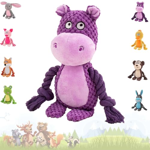 Hund Quietschspielzeug Mit Knitterpapier - Plüsch Kauspielzeug, Intelligenzspielzeug für Kleine Hunde - Plüschtier Hundespielzeug (Lila Nilpferd) von Sunshine smile