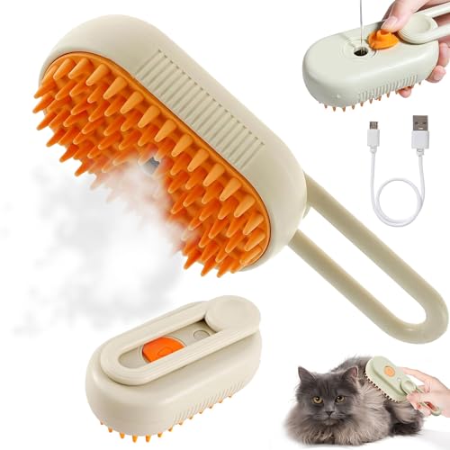 Katzenbürste mit Dampf,Steamy Cat Brush,Selbstreinigender Sprühkamm,Steamy Pet Brush Dog Cat,Katzen Hund Haustier Spray Kamm,Wasser DampfbüRste Katzenkamm,Dampfbürste für Katze und Hund von Sunshine smile