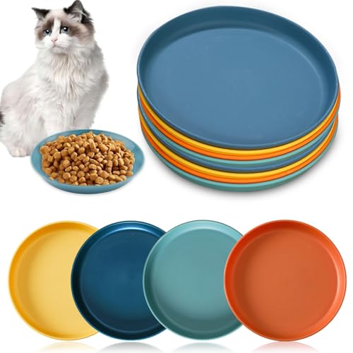 Sunshine Smile 8 Stück Katzennapf Flach, Katzenschüssel, Fressnapf Katze Futternapf, Rund, Bunt, Cat Plate für Kätzchen und kurzbeinige Katzen von Sunshine smile