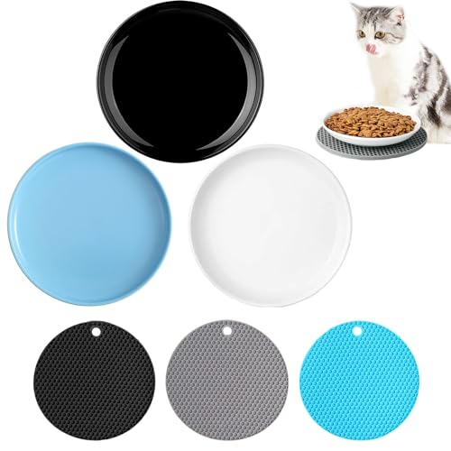 Katzennapf Keramik,Futternapf Katze Keramik,3PCS Katzenschüssel,Breite Flache Katzenfutterteller,Katzenfutterteller aus Keramik,Flache Näpfe,Flache Schalen,Futternapf Katze Napf rutschfest Set von Sunshine smile