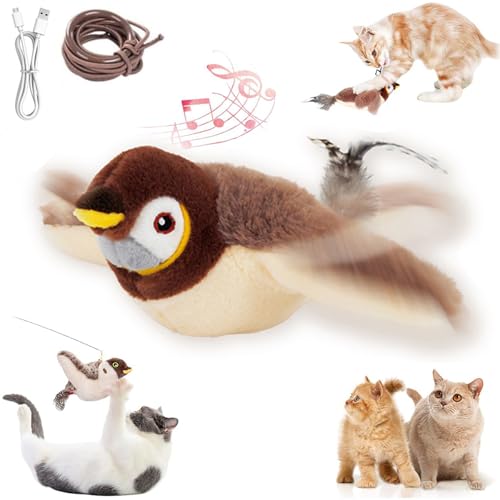 Sunshine smile Interaktives Katzenspielzeug Selbstbeschäftigung,Fliegender Vogel Katzenspielzeug,Flying Bird Cat Toy,Elektrisches Vogelspielzeug für Katzen,Spielzeug Vogel Flattern,Spielzeug Katze von Sunshine smile