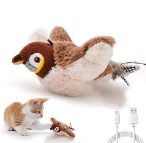 Sunshine smile Katzenspielzeug Vogel Fliegt Elektrisch,Interaktives Katzenspielzeug Elektrisch,Flapping Bird Cat Toy,Fliegendes Vogel Katze Spielzeug,Interaktives Spielzeug Selbstbeschäftigung von Sunshine smile