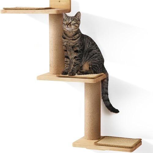 Kletterwand Katzen, 3 in 1 Kletterwand Katze 360° Drehbarer Kratzbaum Wand mit Sisalmatte, Wandmontage Katzentreppe Kratzbaum für Katzen Klettern, Kratzen, Spielen Kletterwand Katzen, 3 in 1 Kletterwand Katze 360° Drehbarer Kratzbaum Wand mit Sisalmatte, Wandmontage Katzentreppe Kratzbaum für Katzen Klettern, Kratzen, Spielen von SunshineFace