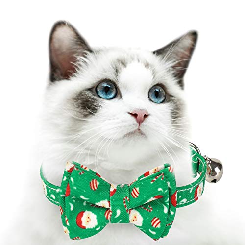 SunshineFace 1Pc Haustier Weihnachtsbogenknoten Katzenhalsband Verstellbares Halsband für Katzen Kätzchen von SunshineFace
