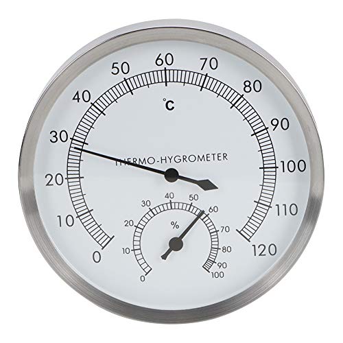 SunshineFace 2-In-1-Dampfbad-Thermo-Hygrometer aus Edelstahl Saunaraum-Thermometer-Hygrometer-Thermo-Hygrometer für Den Innenbereich von SunshineFace