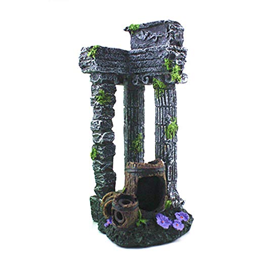 SunshineFace Aquarium-Dekoration, römische Säulen mit hohlen Fässern aus Kunstharz von SunshineFace
