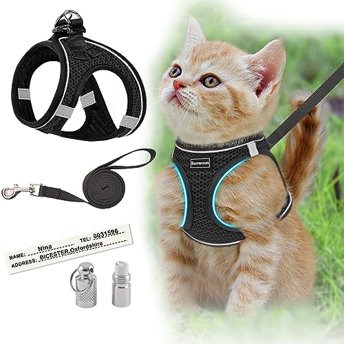 Katzengeschirr,XS/Katzengeschirr Ausbruchsicher,Katzenleine mit Geschirre,Verstellbares Reflektierende Kätzchenwestengeschirr mit Namenstelefon Anhänger,Weiches Mesh-Welpengeschirr zum Gehen Katzengeschirr,XS/Katzengeschirr Ausbruchsicher,Katzenleine mit Geschirre,Verstellbares Reflektierende Kätzchenwestengeschirr mit Namenstelefon Anhänger,Weiches Mesh-Welpengeschirr zum Gehen von Sunwuun