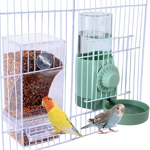 Suoumwa Klarer Vogelfutterspender mit Wasserspender für Den Käfig, Sittichkäfig-Zubehör, Automatischer Vogeltränkespender für Papageien Suoumwa Klarer Vogelfutterspender mit Wasserspender für Den Käfig, Sittichkäfig-Zubehör, Automatischer Vogeltränkespender für Papageien von Suoumwa
