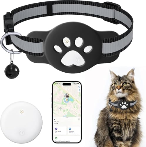 Smart Pet Tracker Halsband für Katze - Pet Location Tracker mit Halter, Keine monatliche Gebühr,kompatibel mit A-pple Air-Tag Find My (nur iOS), Anti-Verlust-Tracking-Gerät für Haustiere von Suoxiom