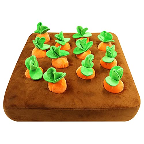 Supatmul Karotten Plüsch Hundespielzeug Versteckspiel für Hunde, Langlebig Interaktives Hundespielzeug Schnüffelmatte mit 12 Plüschkarotten, fördert die natürliche Nahrungssuche von Supatmul