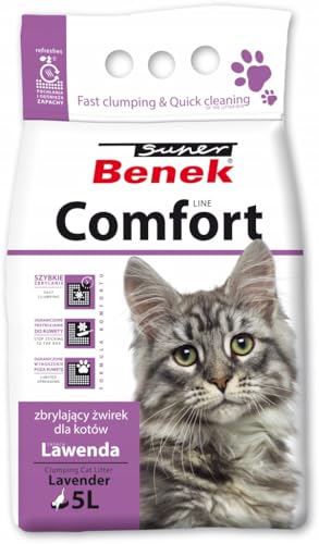 Super Benek Comfort Lavendel Katzentoilette Katzenkies Bentonit 5L von Super Benek-CornCat
