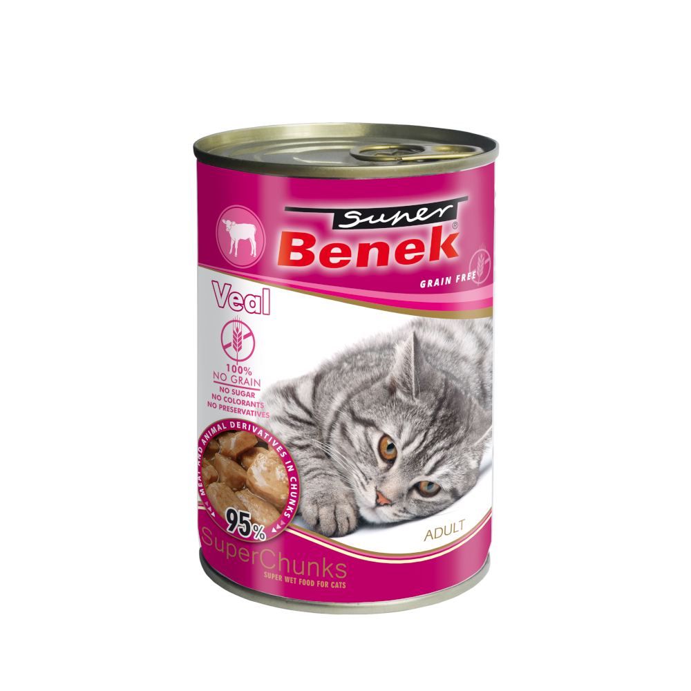 Sparpaket Super Benek Getreidefrei Chunks 20 x 415 g - Kalb in Sauce Sparpaket Super Benek Getreidefrei Chunks 20 x 415 g - Kalb in Sauce von Super Benek