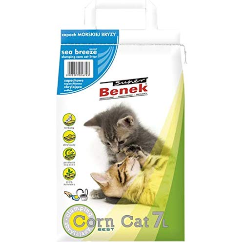 Super Benek Unglaublich effiziente Geruchsneutralisierung Mais Katze Meerbrise Klumpstreu 3 x 7 Liter von Super Benek