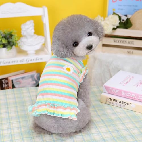 Cotton Puppy Shirts and Blouses, Small Size, Striped Design, Pet Clothes for Dogs (Green Stripe, L) von Super Yafei