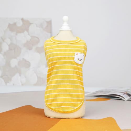 Haustier Kleidung Kleidung Frühling und Sommer Hund Teddy chenery Hund Kleidung liefert Welpe gestreifte Weste, weiche Baumwolle, kleine Größe (Gelb, Mittel) von Super Yafei