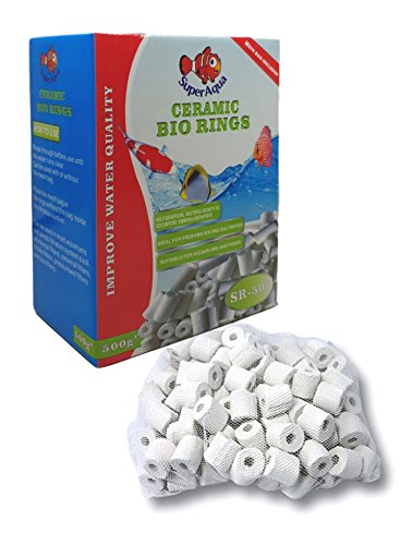 SuperAqua Aquarium Keramik Bio Ringe Filter Premium Keramik Ringe Medien für alle Arten von Aquarien und Teichen, 500g von SuperAqua