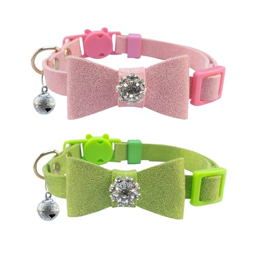 SuperBuddy Katzenhalsbänder mit Glöckchen, Breakaway-Kätzchen-Halsband, niedliches Katzenhalsband mit Diamanten, Fliege, Glocke für Welpen, Kätzchen, 2er-Pack, Haustierbedarf-Zubehör SuperBuddy Katzenhalsbänder mit Glöckchen, Breakaway-Kätzchen-Halsband, niedliches Katzenhalsband mit Diamanten, Fliege, Glocke für Welpen, Kätzchen, 2er-Pack, Haustierbedarf-Zubehör von SuperBuddy