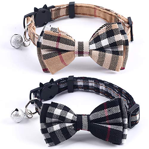 SuperBuddy Katzenhalsbänder mit niedlicher Schleifenglocke - 2 Stück, Kätzchenhalsband, kariert, Katzenhalsband mit abnehmbarer Fliege, Katzenhalsband für Katzen, Kätzchen SuperBuddy Katzenhalsbänder mit niedlicher Schleifenglocke - 2 Stück, Kätzchenhalsband, kariert, Katzenhalsband mit abnehmbarer Fliege, Katzenhalsband für Katzen, Kätzchen von SuperBuddy